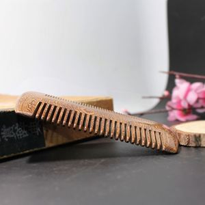 Peine de Madera de Durazno Natural de Doble Cara Antiestático con Dientes Finos y Anchos para Cabello Rizado, Peine de Barba de Madera Ecológico - Product Image 4