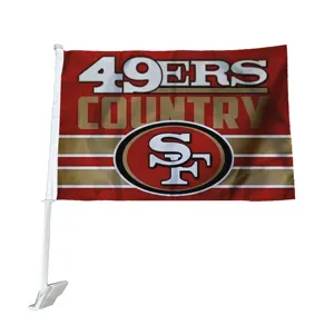 Custom Ambassador Flag Double Sided 12x18 Inch Wholesale NFL San Francisco 49ers Car Window Flag