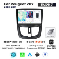 MEKEDE DUDU7-Autoradio Android, lecteur multimédia avec écran 2K, navigation GPS, lecteur multimédia pour Peugeot 207 2006-2015