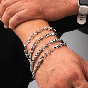 Hombres europeos americanos Hip-Hop <span class=keywords><strong>Cadena</strong></span> <span class=keywords><strong>cubana</strong></span> Estilo Acero inoxidable Baño Color Pulsera Pulseras de eslabones de <span class=keywords><strong>cadena</strong></span> de moda - Product Image 3