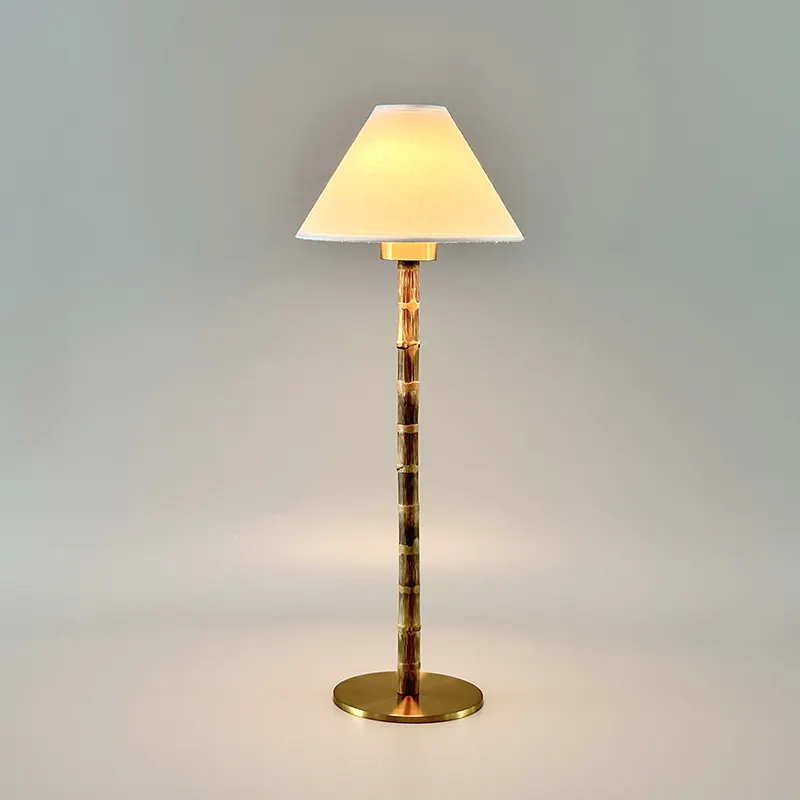 Bamboo lamp base table lamp metal shade is replaceable light touch wireless usb rechargeable table lamp
