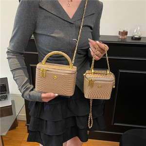New Light-luxury Mini <b>square</b> Bag for Women 2026 Summer's Stylish High-end Crocodile-pattern Chain Crossbody Bag Zipper Polyester - Product Image 4