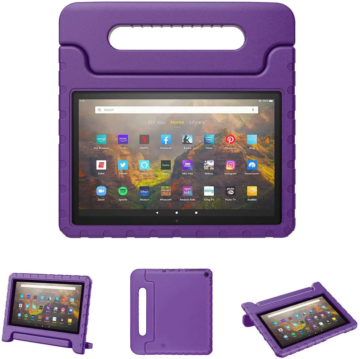 kids Case Anti-shock with Handle Stand for Kindle Fire HD 10'' & 10 Plus 2021 Cover, Ultra Slim EVA Foam Lightweight tabletcase