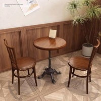Meubles de restaurant vintage en bois massif, combinaison table et chaise, structure de table en métal, design industriel, personnalisable pour café