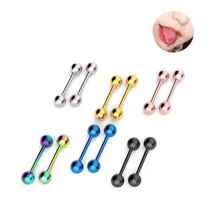 wholesale ASTM F136 Titanium body piercing Internally Threaded Straight Barbell fashion Tongue Ring piercing jewelry