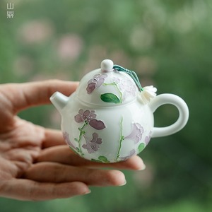 MSH <span class=keywords><strong>Tetera</strong></span> de lirio de los valles de porcelana blanca pintada a mano <span class=keywords><strong>Tetera</strong></span> fresca y sencilla - Product Image 2