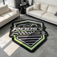 Tapis tufté personnalisé en forme de logo, tapis de sol en peluche irrégulier pour marque automobile, idéal pour la décoration de garage et d'atelier