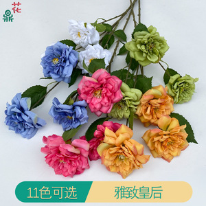 ดอกกุหลาบไหมประดิษฐ์ 3 หัว รุ่น Elegant Queen Rose สำหรับตกแต่งงานแต่งงาน เป็นมิตรต่อสิ่งแวดล้อม ผลิตในประเทศจีน - Product Image 1