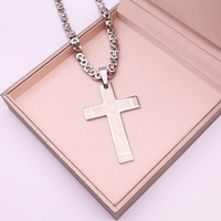 Collier croix chaîne byzantine maillons acier inoxydable sans plomb nickel, cadeau pour adultes