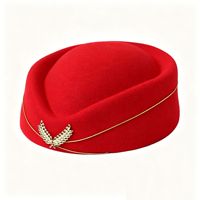 Chapeau d'hôtesse de l'air en feutre or avec embellissements en forme de blé, casquette beret forme piluline pour femme, uniforme d'étiquette formelle pour la réception d'hôtel, vente en gros