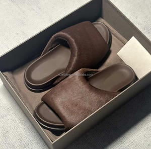 100% cuir Slip-ons Design femmes luxe toboggan pantoufles hommes Edfu toboggan <span class=keywords><strong>Granola</strong></span> sandales <span class=keywords><strong>Granola</strong></span> rembourré brossé mollet cheveux diapositives - Product Image 2