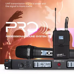 ST-970 Cheap Price Uhf Dual Channel Handheld Long Range Wireless Mic Professional Microphone
