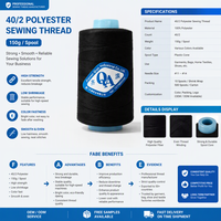 Benang Jahit Polyester TKT 120 40/2 4000 meter Cone Kecepatan Tinggi Kekuatan Tinggi Perlengkapan Tekstil Industri Grosir Berwarna