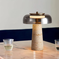 İskandinav Minimalist Traverten Cam Masa Lambası, Yatak Odası Başucu, Çalışma Odası için Lüks ve Üst Düzey Ortam Aydınlatması, Wabi-Sabi Tarzı