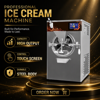 Nouvelle machine commerciale automatique à rouleaux de crème glacée 50L en acier inoxydable, pour crème glacée au lait/fruits, pour restaurant, avec caisse en bois, modèle simple