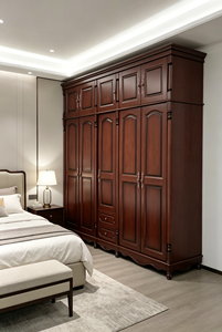 Armario Tradicional de Madera Maciza con Puertas de Panel Elevado y Diseño con Bisagras, Gran Capacidad, Estilo Antiguo - Product Image 3
