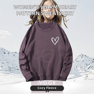 Sweat-shirt à col rond confortable décontracté pour femmes Design de sports d'hiver Motif de coeur Doublé Imprimé Chaud Loose Anti-Pilling Front - Product Image 2
