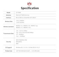 Adaptateur WiFi externe double bande USB 3.0 haute puissance CF-958AC 1900 Mbps avec Bluetooth 4.2 et chipset RTL8814AU en stock