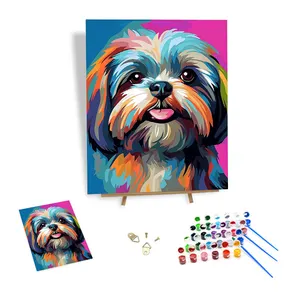 DIY Oil Painting by Numbers Color Dog Digital Paint by Numbers Kit Canvas Numbers Painting for Adult