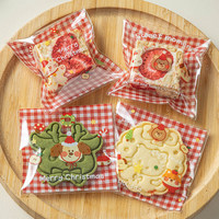 Sacs en OPP à carreaux gingham autocollants transparents, sacs en cellophane pour biscuits, sacs en plastique pour friandises, emballages pour biscuits, bonbons, collations, cadeaux