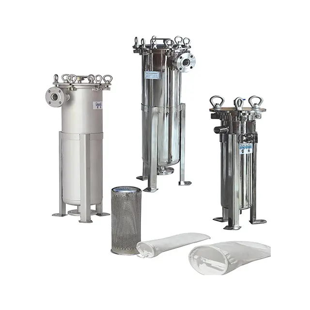 Peralatan filtrasi wadah Filter kartrid Air baja tahan karat untuk penyaringan cair pada sistem RO