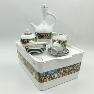 Ebena Rekebot Tilet Ceramic Porcelain Ethiopia Saba Ethiopian Coffee <strong>Set</strong> <strong>Tea</strong> <strong>Set</strong> With <strong>Plastic</strong> Table - Product Image 2