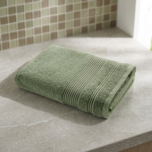 Serviette de bain en coton vert, couleur unie, rectangulaire, moelleuse, tissée, pour hôtel, adulte, lavable en machine, écologique, hypoallergénique, séchage rapide - Product Image 1