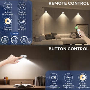<b>Wireless</b> Rechargeable LED Puck Wall <b>Lamp</b> Remote Control 3000K-6500K Color Temp Dimmable & Timer Modern Design Wall-Mounted - Product Image 2