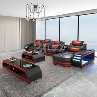 Canapé d'angle en cuir véritable en forme de L, style européen moderne, pour salon intelligent
