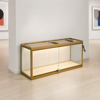 Vitrine de Luxe Dorée Pliable et Verrouillable en Verre pour Présentation de Bijoux, Lunettes de Soleil et Parfums