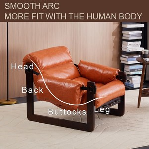 Medieval Modern Vintage Oil Wax Leather Sofa <b>Chair</b> Removable Armrests PU Decorative Furniture for Home Office Living Room <b>Study</b> - Product Image 3