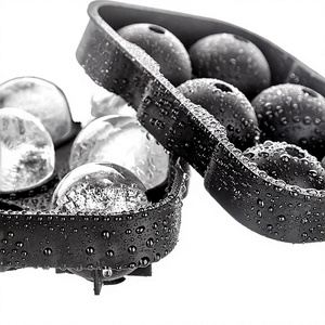 Silicone Ice Ball Mold Sphere Ice Cube Tray Dishwasher Safe Black Large Manual Ice <b>Maker</b> for Cocktails and Drinks - Product Image 2