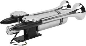 Bocina de aire de doble trompeta de 300DB para coches, barcos, altavoz de acero inoxidable, chapado en aleación de Zinc, bocina de Gas súper eléctrica de 12V/24V CC - Product Image 5