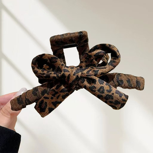 Pinza para el pelo con lazo y estampado de leopardo, elegante y de gran venta, diseño sencillo y exclusivo, para mujer, joyería de moda al por mayor - Product Image 3