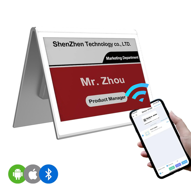 Intelligent Name Sign Sunlight Readable Screen Electronic Meeting Nameplate E Ink Display Paperless Conference Table Name Card