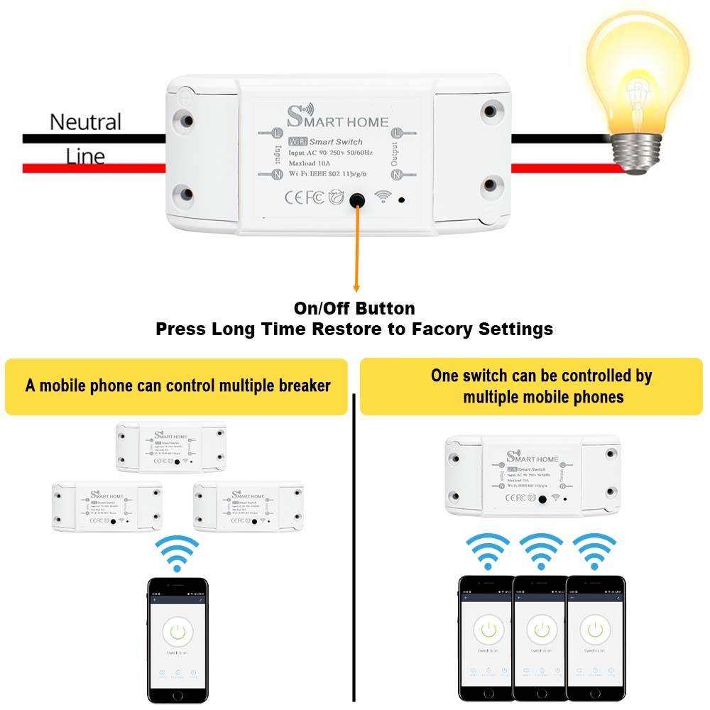Works with Tuya WiFi Smart Switch APP Wireless Controller Universal Breaker Timer 90-250V 10A Smart Life Home Work Switch · image 5