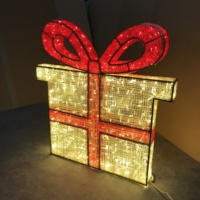 Caja de Regalo Gigante Decorativa LED 3D Personalizable con Brillantina para Hoteles, Centros Comerciales, Motivo Luminoso Navideño 3D para la Temporada Festiva