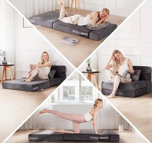 <span class=keywords><strong>Canapé</strong></span> pliant moderne sans structure avec coussin, <span class=keywords><strong>matelas</strong></span> en mousse tissée, soutien doux, pliable et peu encombrant - Product Image 3