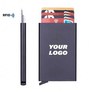 OEM Designer Mens Rfid Metal Blocking <b>Card</b> Holder <b>Card</b> Case Aluminum <b>Pop</b> <b>up</b> <b>Wallets</b> With 5 <b>Cards</b> - Product Image 2