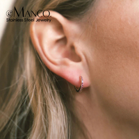EMANCO Boucles d'oreilles créoles minimalistes de haute qualité avec zircon coloré en acier inoxydable, couleur or, unisexe, bijoux en dropshipping