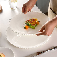 Assiettes de luxe en porcelaine fine de style français, couleur unie, pour pâtes, steaks, dîners et gâteaux