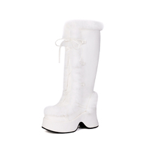 WETKISS Grande taille 43 Bottes gothiques épaisses Bottes compensées hautes à plateforme Bottes au genou Bottes chaudes en fourrure Chaussures pour femmes Vente en gros