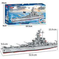WOMA TOYS Décoration d'intérieur Cadeaux d'anniversaire pour garçons Modèle de bateau de guerre Maquette de navire de bataille Briques de construction de navires de bataille à collectionner