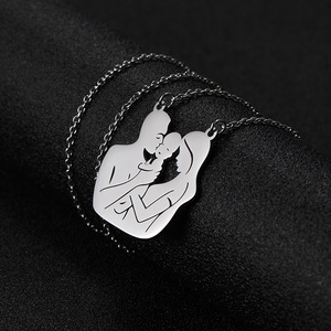 Collana con Catena in Bambù in Acciaio Inossidabile, Design Creativo Serie Famiglia Tre Felici Coppie, Gioielli in Offerta Speciale - Product Image 4