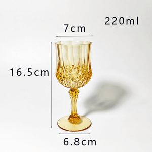 Flûtes à champagne de luxe européennes de 220 ml, couleur diamant, gobelets en plastique gaufré pour mariage, jus, vin, verre à vin rouge personnalisé - Product Image 2