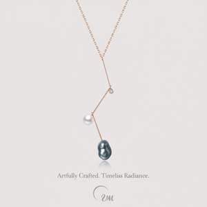 Collar de Oro Rosa de 18K con Perlas de Forma Única, Estilo Clásico con Colgante, Elegante para Fiestas o Regalos de Año Nuevo - Product Image 2