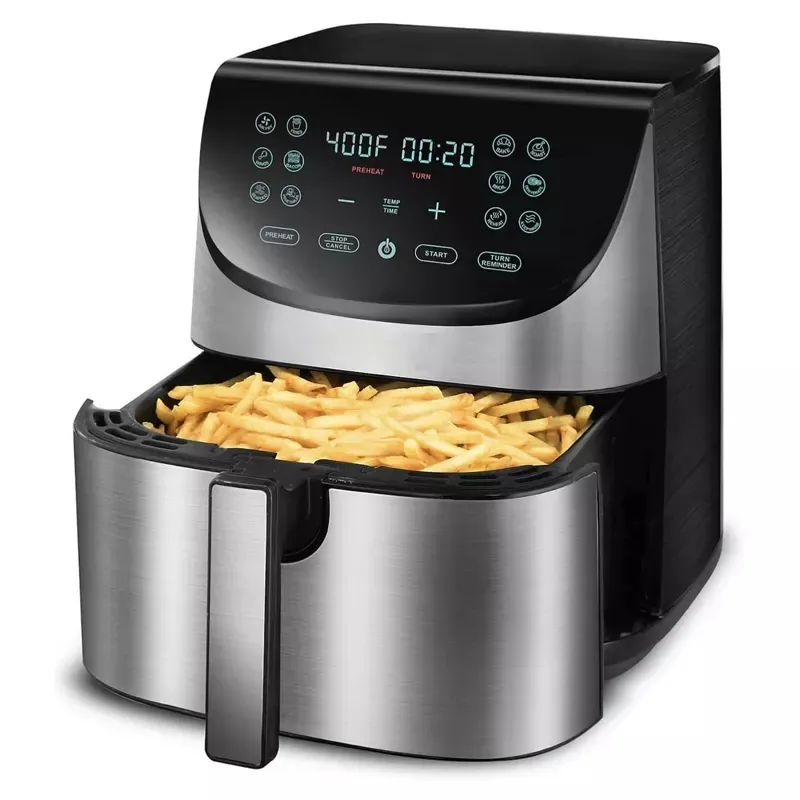 Stainless Steel digital air fryer 6L 8L home use electric deep fryer oil free air fryer