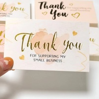 Carte de remerciement personnalisée de haute qualité avec logo en feuille d'or rose pour soutenir ma petite entreprise