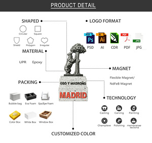 Imán de nevera personalizado de poliresina 3D de Oso y Madroño, <span class=keywords><strong>Madrid</strong></span>, España, recuerdo de oso y árbol de fresa, venta al por mayor - Product Image 5