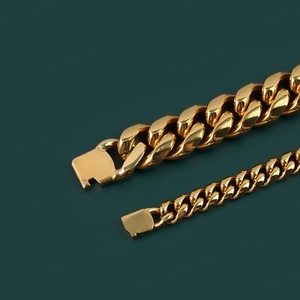 Cadena Cubana Personalizada de Acero Inoxidable con Baño de Oro PVD de 18K, Estilo Hip Hop, Pulseras de Eslabones Cubanos Miami con Cierre de Botón CZ Iced Out - Product Image 5